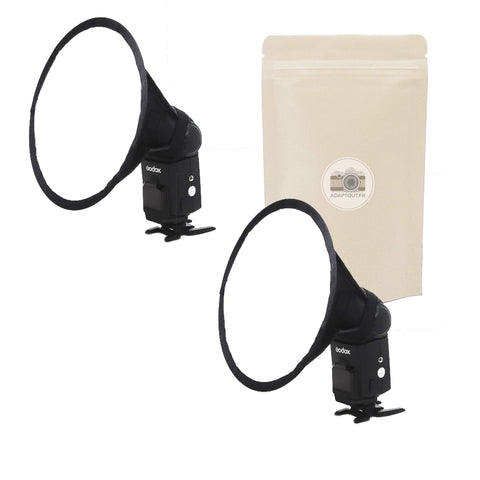 X2 Softbox Ronde pour Flash Diffuseur Circulaire Universel Diametre 20cm Compatible Toute Marque Speedlight Canon Nikon Sony Olympus Yongnnuo - Adaptout Marque Française