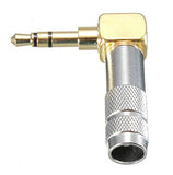 5X Prise Mini Jack 3,5mm Coude Male à Souder Stéréo Fiche Male MiniJack 3.5 mm Connecteur Soudure Angle 90° Angle Plaque Or 18K 100% Metal ADAPTOUT MARQUE FRANÇAISE
