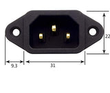 2X Prise Alimentation IEC C13 C14 fiche Schuko Male 10A CEI sans Soudure de Facade a Visser ROHS CE - Adaptout Marque Française