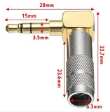 2X Prise Mini Jack 3,5mm Coude Male à Souder Stéréo Fiche Male MiniJack 3.5 mm Connecteur Soudure Angle 90° Angle Plaque Or 18K 100% Metal ADAPTOUT MARQUE FRANÇAISE