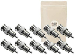 10x Adaptateur BNC vers RCA Male Fiche Adaptateur s-Video Vidéosurveillance CCTV vers Composite Vidéo - Lot de 10 - Adaptout Marque Française