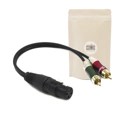 1X Cable Fiche XLR Femelle 3 Pins Stereo vers 2 Prises RCA Male Mono Connecteur Audio Adaptateur Plaque Or 18k ADAPTOUT Marque FRANÇAISE