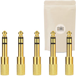 X5 Adaptateur Gros Jack 6.35mm Male vers Mini Jack 3.5mm Femelle Stereo Connecteur Audio Minijack Plaque Or 18k Gold Ecouteurs HiFi Casque - ADAPTOUT Marque FRANÇAISE