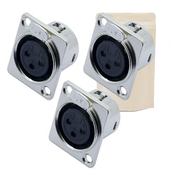 3X Embase Femelle XLR 3 Broches a souder avec verouillage Caisson Sono