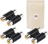 Lot de 3 Coupleur RCA 2 Voies Extension Adaptateur Connecteur RCA Femelle vers RCA Femelle - Adaptout Marque Française