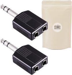 Adaptout X2 Doubleur Gros Jack 6,35mm Adaptateur Audio 2 Fiche Femelle vers 1 Prise Jack Male Stereo Diviseur Separateur Duplicateur de Signal Marque FRANÇAISE