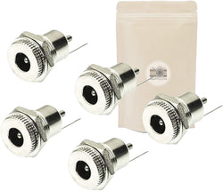 X5 Prise 12 Volt Femelle en Métal 9A 5 Ampères Connecteur 5.5mm x 2.1mm Alimentation Fiche à Souder 12V Standard- ADAPTOUT Marque Française