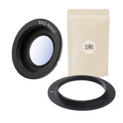 X2 M42 AI : 1 Classique + 1 avec Lentille ∞ Bague D'ADAPTATION Compatible Objectif M42 vers BOITIER Compatible Nikon AI F AI-F avec LENTILLE Adaptateur 100% Métal Bague Adaptation