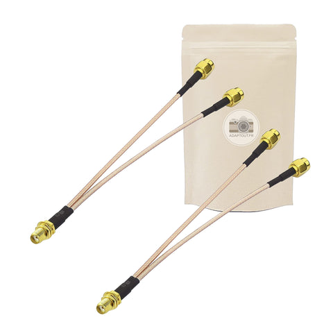 Adaptout 2X Cable SMA duplicateur de signal 1 Femelle vers 2 male 15cm coaxial plaqué or blindé 3G 4G LTE