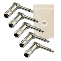 5X Prise Jack 6.35mm Coudé Male à Souder Mono Fiche Male Jack 6.35 mm Connecteur Soudure Angle 90 degrès