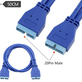 Adaptout Cable Male vers Male USB 3 20 Pin Pour Carte mère 50cm Extension