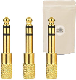 Adaptout X3 Adaptateur Gros Jack 6.35mm Male vers Mini Jack 3.5mm Femelle Stereo Connecteur Audio Minijack Plaque Or 18k Gold Ecouteurs HiFi Casque Marque FRANÇAISE