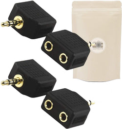 Adaptout X4 Doubleur Jack 3.5mm Adaptateur Audio 2 Fiche Femelle Minijack vers 1 Prise Mini Jack Male Stereo Diviseur Separateur Marque FRANÇAISE