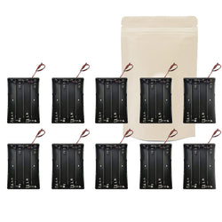 10X Armature Support Boite boitier pour 4 Pile Batterie 18650 avec Fils Noir Rouge coupleur