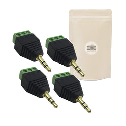X4 CJT Bornier Mini Jack 3.5mm Fiche Audio Minijack Male 3 Bornes à Vis Femelle Stereo sans Soudure Connecteur Prise plaqué Or 18k Domino - ADAPTOUT Marque FRANÇAISE