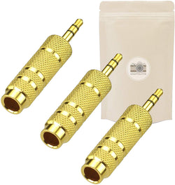 Adaptout X3 Adaptateur Mini Jack 3.5mm Male vers Gros Jack 6.35mm Femelle Connecteur Audio Minijack Plaque Or 18k Gold Ecouteurs Microphone Casque Marque FRANÇAISE