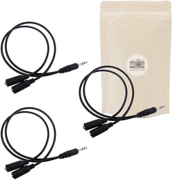 X3 Doubleur Mini Jack 3.5mm Cable de 20cm Adaptateur Audio x2 Fiche Femelle Minijack vers x1 Prise Male Stereo Connecteur - Adaptout Marque Française