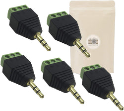 X5 CJT Bornier Mini Jack 3.5mm Fiche Audio Minijack Male 3 Bornes à Vis Femelle Stereo sans Soudure Connecteur Prise plaqué Or 18k Domino - ADAPTOUT Marque FRANÇAISE