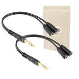 2X Cable Adaptateur 1 Gros Jack 6,35 mm Male vers 2 Mini Jack Femelle Plaqué Or 18K