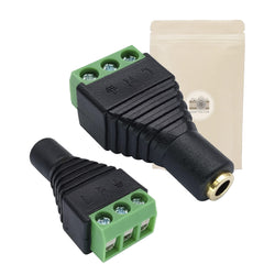 2X Bornier Mini Jack Femelle Domino Stereo 3,5 mm Audio HiFi 3 Voies minijack sans Soudure Plaque Or 18k