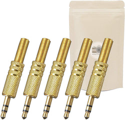 X5 Jack Prise Mini Jack 3.5mm Male à Souder Stéréo Fiche Male Minijack Connecteur Soudure 100% métal Plaque Or 18K - ADAPTOUT Marque FRANÇAISE