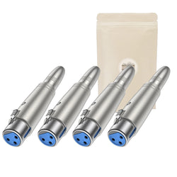 4X Adaptateur XLR Femelle 3 pins vers Gros jack 6,35 mm Femelle Stereo micro enceinte audio