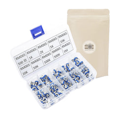 Boite de 100 résistances variables 10 types RM065 6mm ajustables electronique PCB a souder