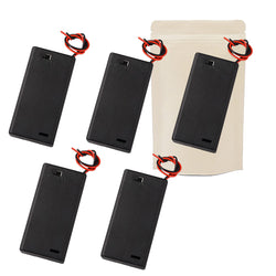 5X Armature Support Boite boitier carré pour 2 Piles Batteries AAA avec Fils Noir Rouge coupleur