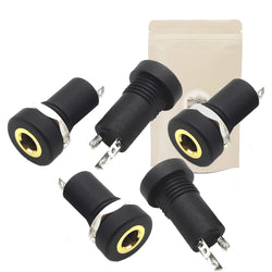 5X Embase Prise Mini Jack Stereo 3,5 mm Femelle plaqué Or 18k façade écrou