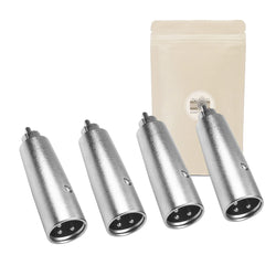 4X Adaptateur XLR Male 3 Pins vers RCA Male Mono Tout Metal Audio HiFi avec verouillage